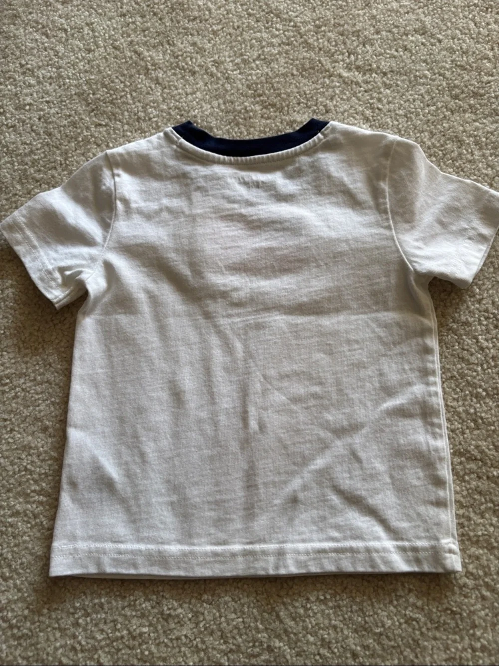 Janie and Jack White Short-Sleeve Tee with Navy Trim and Flag Patch